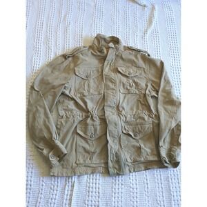VTG Dockers K1 K1 Khakis Safari Military Utility Jacket Tan Full Zip Button